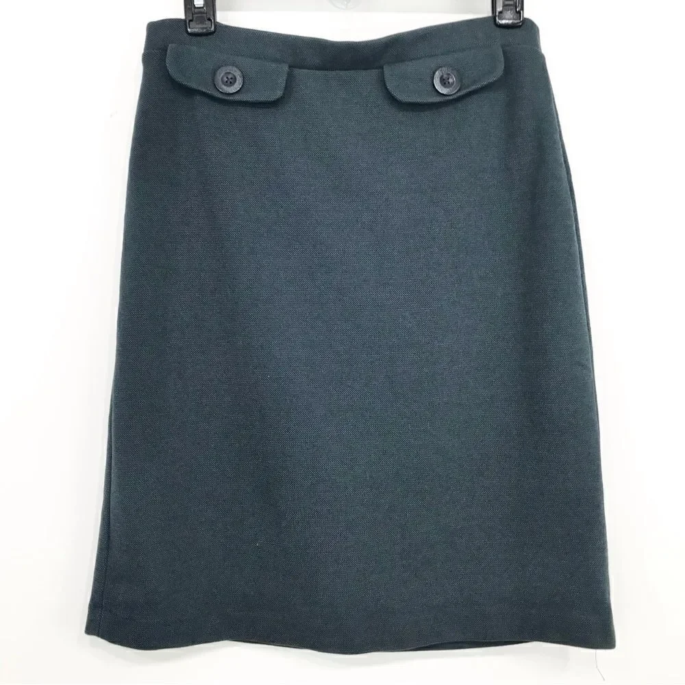 Boden Dark Sage Green Faux Pocket Pencil Skirt